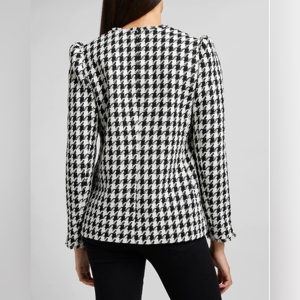 NWT Express Houndstooth double breasted tweed blazer black and white sz Large - Picture 7 of 17